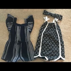 Blue and black romper